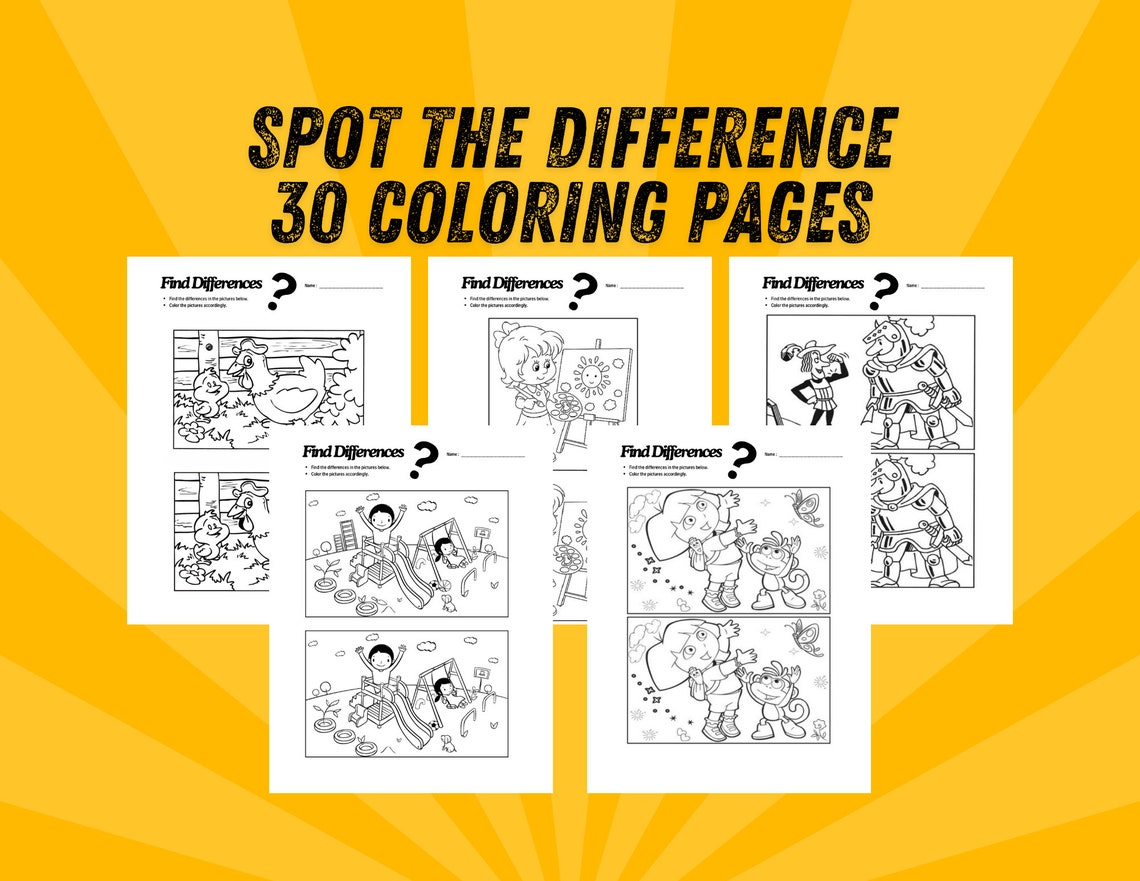 Spot the Difference With Coloring Pages for Kids, Fun & Educational ...