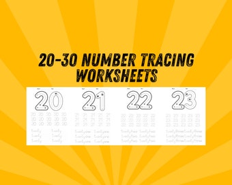 Printable 20-30 Number Tracing Worksheets for Kids | Fun Educational Activity | Learn to Write Numbers | Homeschool & Classroom Resource