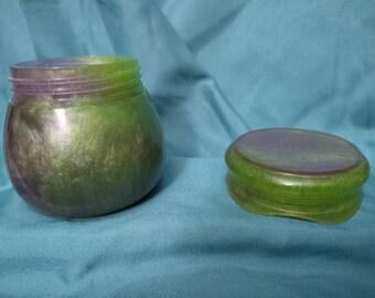 Resin Jar with Screw on Lid: Purple and Green