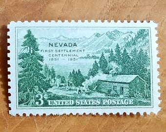 Five 5 vintage unused postage stamps - Nevada 3c // 3 cent stamps // face value 0.30