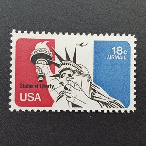 Cinco sellos postales estadounidenses sin usar: Estatua de la Libertad, 18 c // Sellos de 18 centavos // Valor nominal 0,90