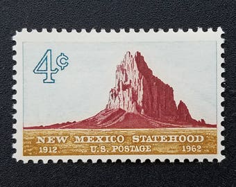 Five 5 vintage unused postage stamps - New Mexico 4c // 4 cent stamps // face value 0.20