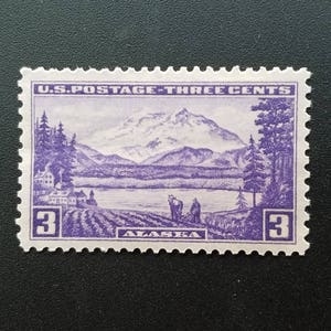 Five 5 vintage unused postage stamps - Alaska 3c // 3 cent stamps // Face value 0.15