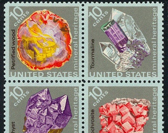 Four 4 Minerals 10c // vintage unused postage stamps // 10 cent stamps // Face value: 0.40