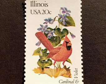 State Birds and Flowers Miniature Mini Plate ILLINOIS Cardinal Violet