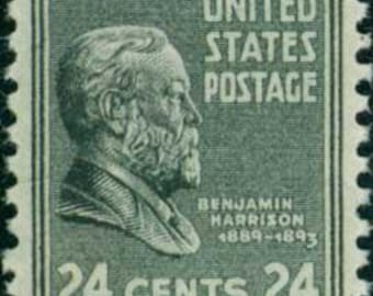 5 timbres vintage Benjamin Harrison 1938 24c // The Prexies // lot de cinq timbres de 24 cents non utilisés // valeur faciale 1,20
