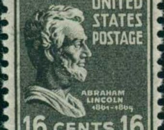 5 timbres Abraham Lincoln vintage de 1938, 16 cents // The Prexies // lot de cinq timbres de 16 cents non utilisés // valeur faciale 0,80
