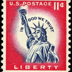 Cinco sellos de 11 centavos de la Estatua de la Libertad // Sellos postales estadounidenses sin usar de 11 centavos // Valor nominal 0,55