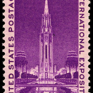 Five 5 Golden Gate international expo 1939 3c stamps // vintage unused stamps // face value 0.15