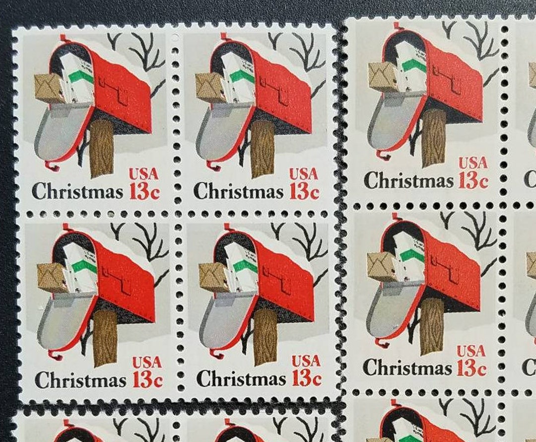 Five 5 Vintage Christmas Postage Stamps Christmas Mailbox - Etsy
