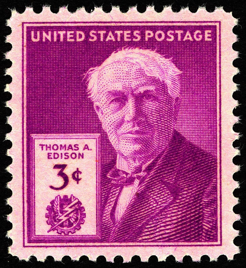 Five 5 vintage unused postage stamps  Thomas Edison // 3 image 0