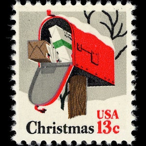 Fünf 5 Weihnachtsbriefkasten 13c Briefmarken // vintage Weihnachtsbriefmarken // Nennwert 0,65