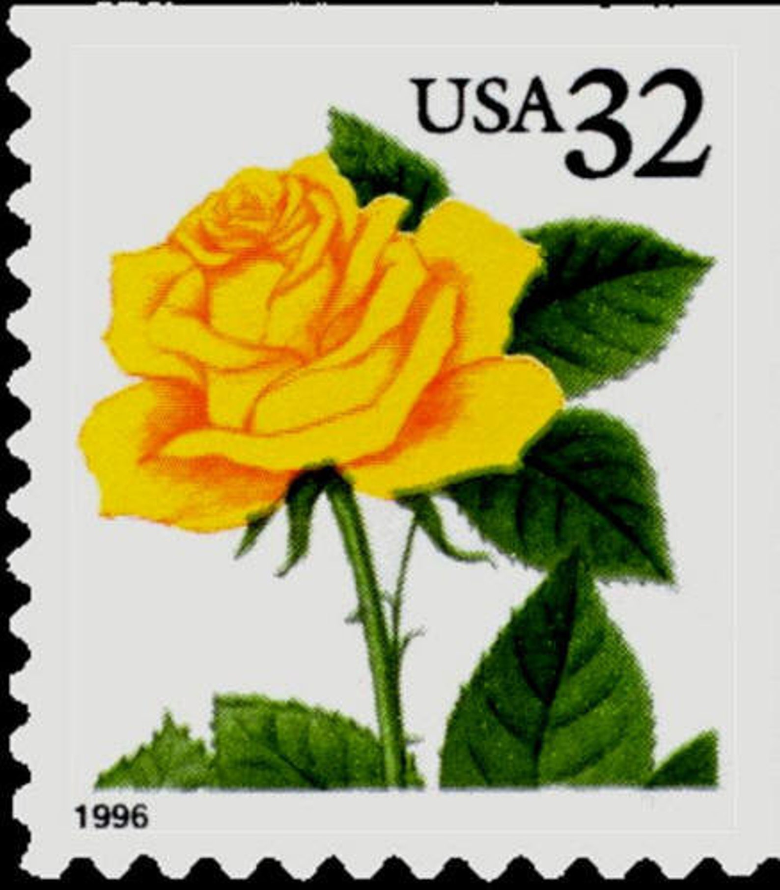 Ten 10 Unused Postage Stamps Yellow Rose // 32 Cent Stamps Etsy