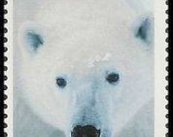 Five 5 unused postage stamps - Polar bear 33c // 33 cent stamps // Face value 1.65