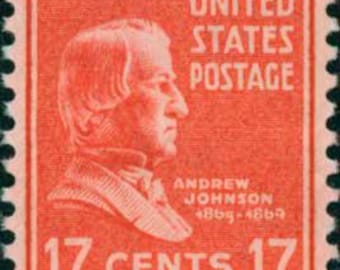 5 timbres vintage Andrew Johnson 1938 17c // The Prexies // lot de cinq timbres de 17 cents non utilisés // valeur faciale 0,85