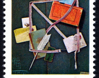 One (1) 10 cent vintage unused oversized postage stamp / Letters Mingle Souls - John Peto, "Scraps"