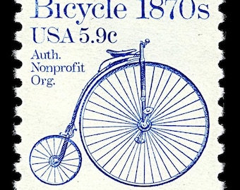 Five 5 Bicycle 1870s 5.9c non-profit stamp // Transportation series // face value 29.5 cents