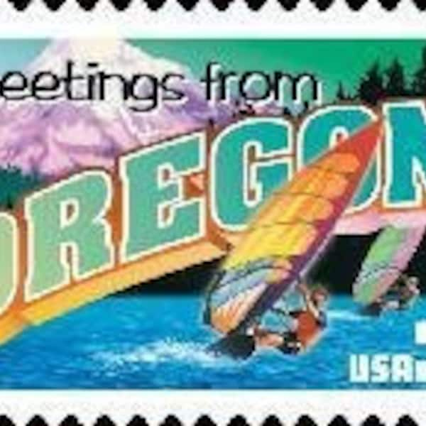 Five 5 Greetings from Oregon 34c // unused postage stamps // 34 cent stamps // face value 1.70