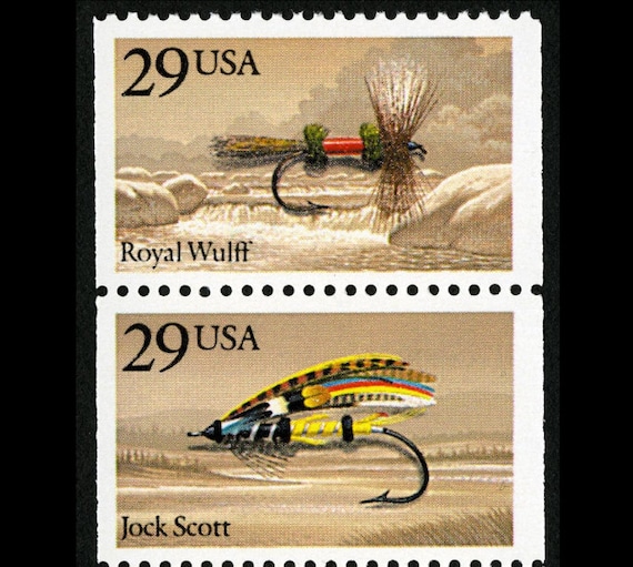 Five 5 Fishing Flies Lures 29c Stamps // Vintage Unused Postage Stamps //  29 Cent Stamps // Face Value 1.45 -  Sweden