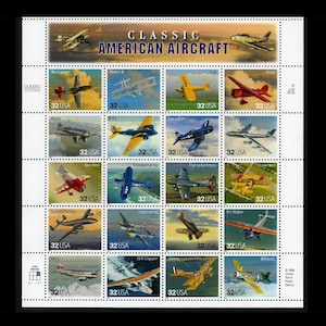 20 sellos de aeronaves clásicas americanas de 32 c (hoja) // sellos postales sin usar // sellos de 32 centavos // Valor nominal 6,40