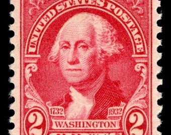Vintage 1932 George Washington 2c // set of five (5), unused postage stamps
