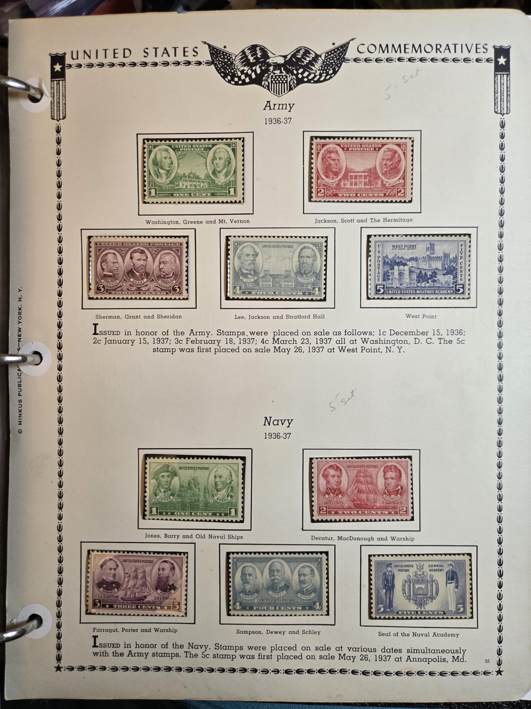 切手37 1936～1937年発行の陸軍・海軍切手10枚セット // スコットカタログ番号