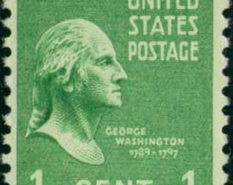 Lot de 5 timbres vintage de 1938 à l'effigie de George Washington (1 cent) // The Prexies // lot de cinq timbres de 1 cent non utilisés