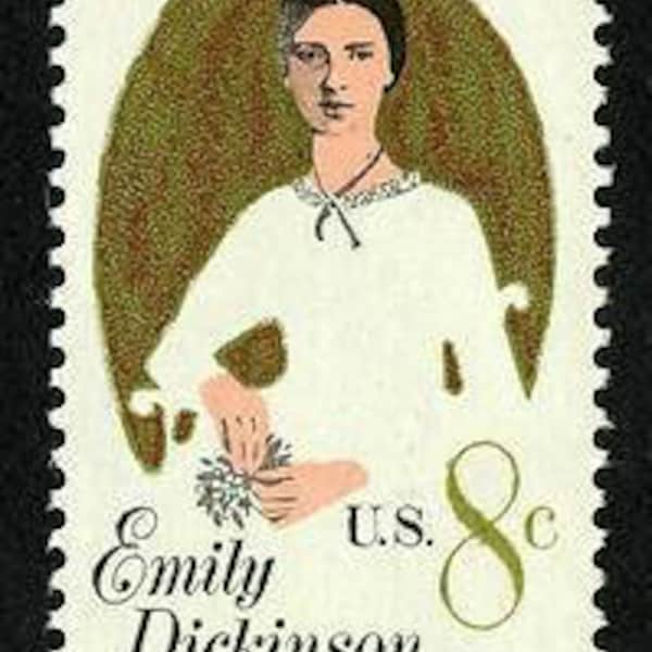 Vintage 1971 Emily Dickinson 8c Stamps // set of 5 Vintage Unused 8 cent Postage Stamps