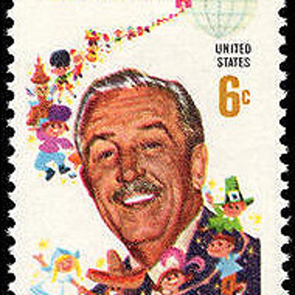 Five 5 unused postage stamps - Walt Disney 6c // 6 cent stamps // Face value 0.30