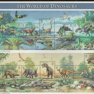 Mundo de dinosaurios 32c (hoja) // Quince sellos postales antiguos de 15 céntimos // Sellos de 32 céntimos // Valor nominal 4,80 dólares
