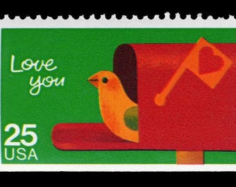 Love You 25c postage stamp // unused postage stamp