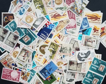 100 eight-cent 8 cent stamps // 40+ DIFFERENT DESIGNS // vintage unused postage stamps // Face value 8.00