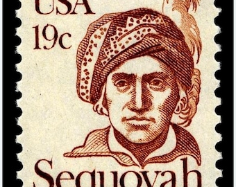 5 timbres Sequoyah vintage de 1980, 19 cents // lot de cinq timbres de 19 cents non utilisés // valeur faciale 0,95