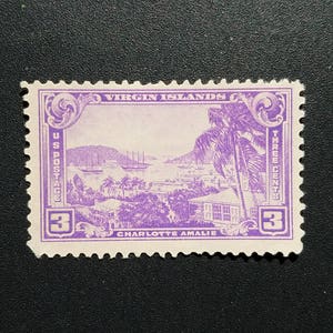 Cinco sellos de 3 centavos de las Islas Vírgenes // Sellos postales antiguos sin usar de 3 centavos // Valor nominal 0,15