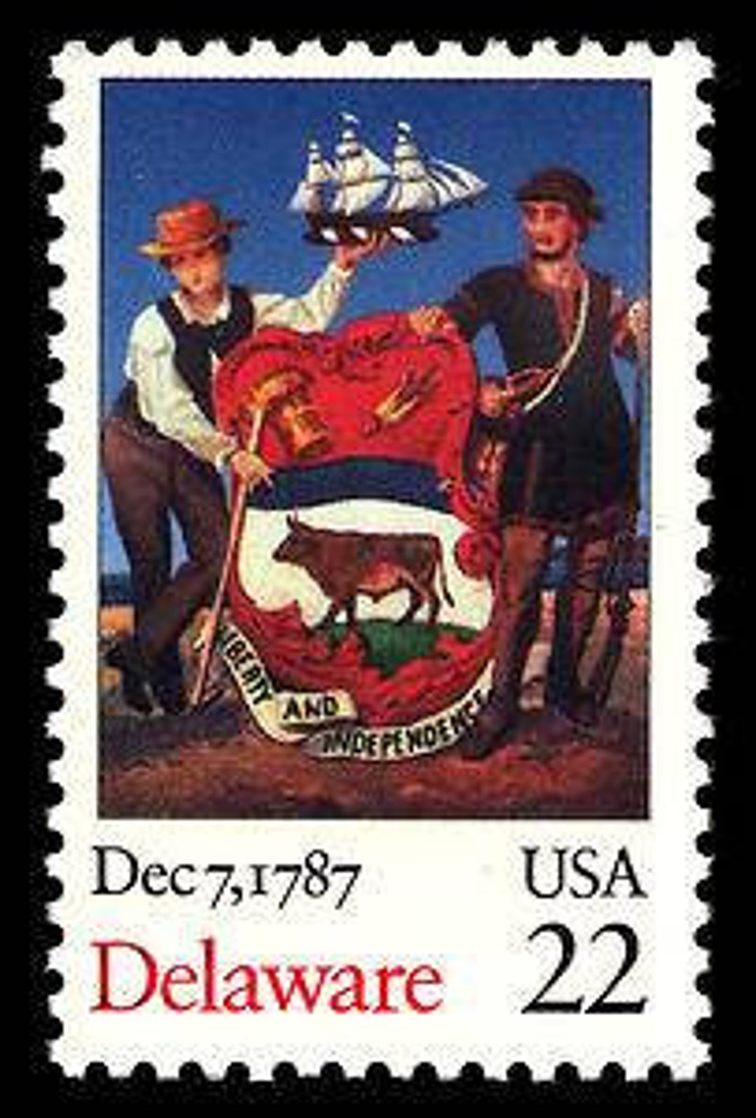 Five 5 Delaware Bicentennial 22c // Vintage Unused Postage Stamps // 22 ...