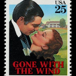 Un sello de 25 c de Lo que el viento se llevó // Sello postal antiguo sin usar de 25 céntimos