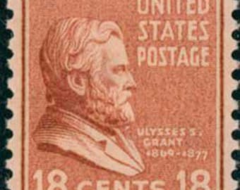 5 timbres vintage Ulysses S. Grant 1938 18c // The Prexies // lot de cinq timbres de 18 cents non utilisés // valeur faciale 0,90