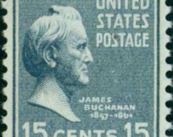 5 timbres vintage James Buchanan 1938 15c // The Prexies // lot de cinq timbres de 15 cents non utilisés // valeur faciale 0,75