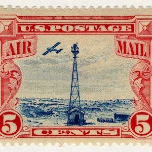 Eine 1928 Beacon on Rocky Mountains 5c Briefmarke // unbenutzte Luftpostmarke von 1928