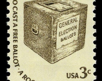 Vintage 1977 To Cast a Free Ballot 3c stamps // Americana // unused 3 cent US postage stamps // set of 5