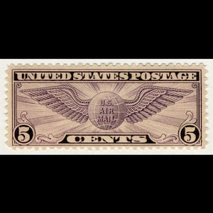 Eine 1931 Winged Globe 5c // ungebrauchte vintage 5 Cent Briefmarke // 5 Cent Luftpost Briefmarke