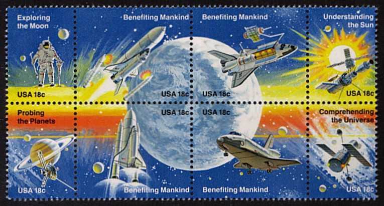 Vintage 1981 Space Achievement 18c Stamps // Unused 18 Cent Stamps