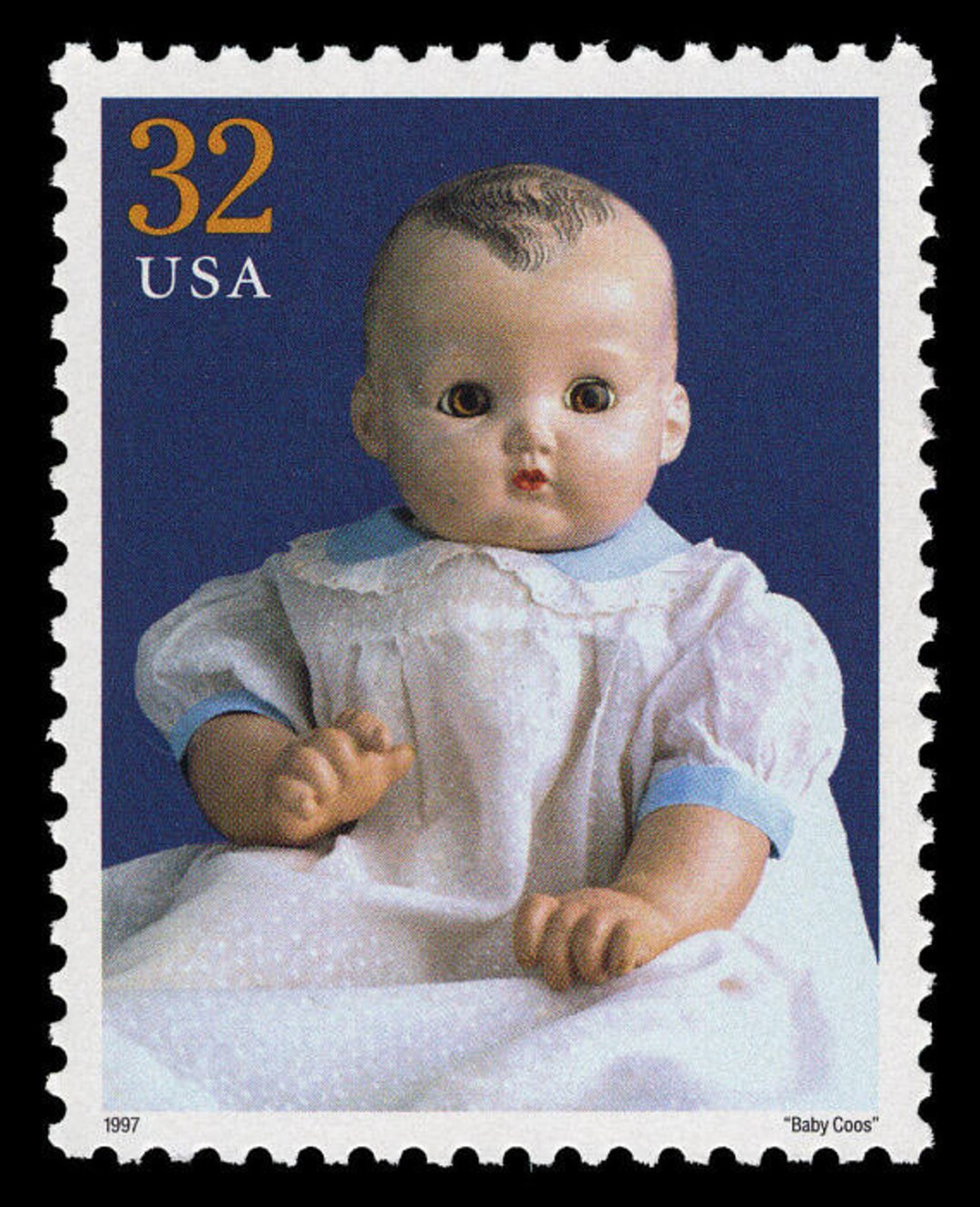 One 1 Vintage Unused Postage Stamps Classic American Dolls Baby Coos