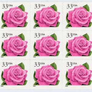 Diez sellos de 10 rosas de 33 c // sellos postales antiguos sin usar // sellos de 33 centavos // Valor nominal 3,30