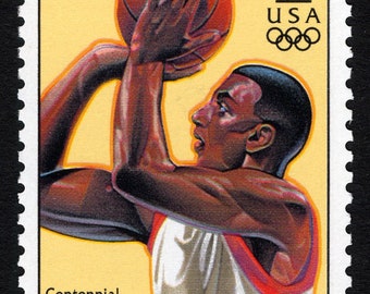 Sello antiguo de baloncesto de 32 centavos de 1996 // Sello antiguo de 32 centavos sin usar