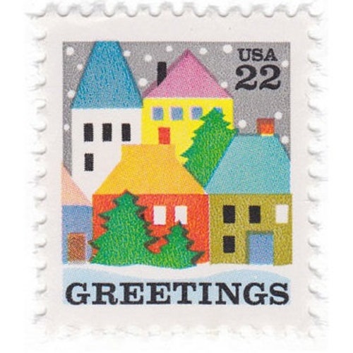 Five 5 Vintage Christmas Postage Stamps On The First Day | Etsy