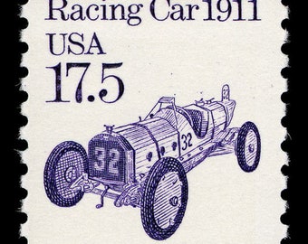 Five 5 vintage unused postage stamps - Racing Car 17.5c // 17.5 cent stamps // face value 0.875