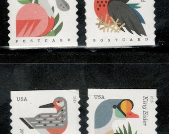 Four 4 unused postage stamps // Coastal birds // postcard rate