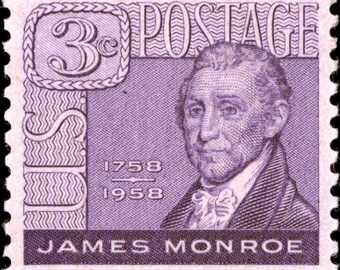 Vintage 1958 James Monroe 3c stamps // vintage unused 3 cent stamps // face value 0.15