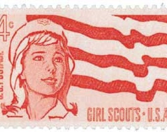 Sellos vintage de 4 centavos de las Girl Scouts de 1962 - Juego de 5 sin usar